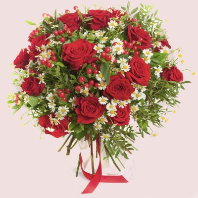 Fiery Red Roses Bouquet